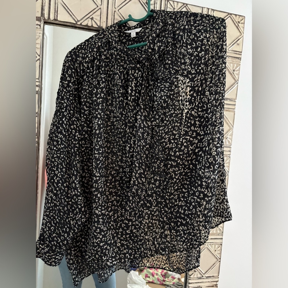 Joie Black and Cream Print sheer Blouse